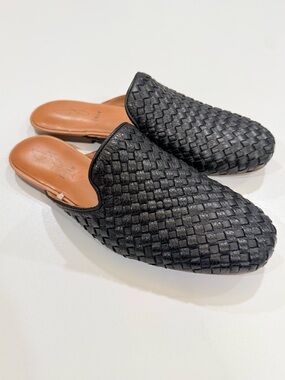 Joie Black Woven Leather Slip-On Mule for Women